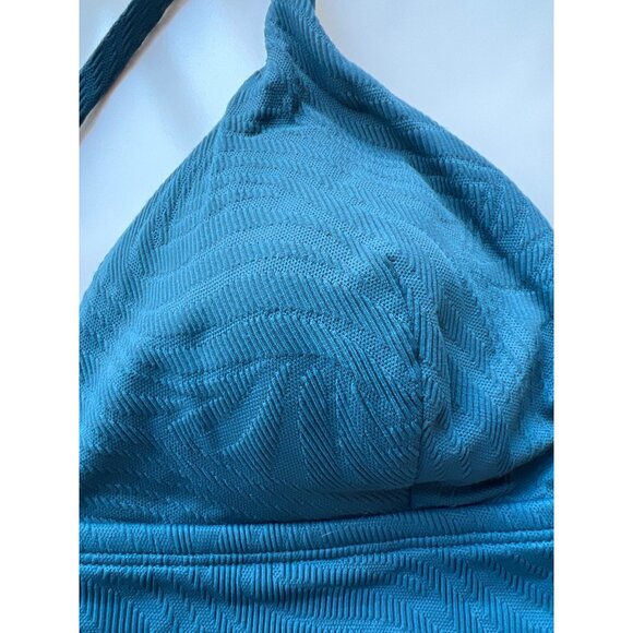 Shade & Shore Womens Triangle Bikini Top Size L (12-14) Blue Textured Swimwear - Picture 3 of 7